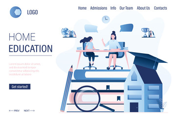 Home schooling or education landing page template. Exam preparation banner.