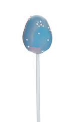 Delicious egg shaped cake pop isolated on white. Easter holiday