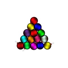 Triangle of Christmas balls Isolated on a white background. Stock vector illustration for decoration and design, for cards, posters and other.