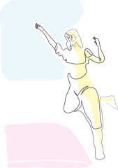 One continuous line drawing of gymnastic training Gymnastic training and stretching concept.