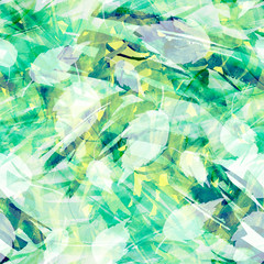 Vintage seamless watercolor pattern of plants, palm leaf.Leaves of linden, aspen, maple, birch. Herbs, autumn leaves. stylish pattern. Abstract paint splash. green, white paint splash.