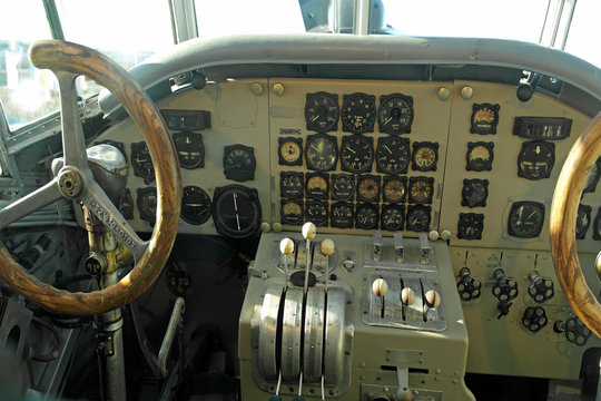 Cockpit of a Junkers vintage aircraft 