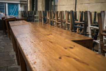 Cozy old cafe before the morning opening