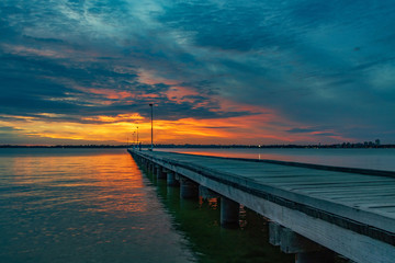 Fototapeta na wymiar Como Jetty Perth Sunset, Cloudy, Stormy Night