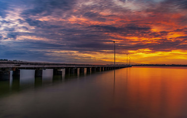 Fototapeta na wymiar Como Jetty Perth Sunset, Cloudy, Stormy Night