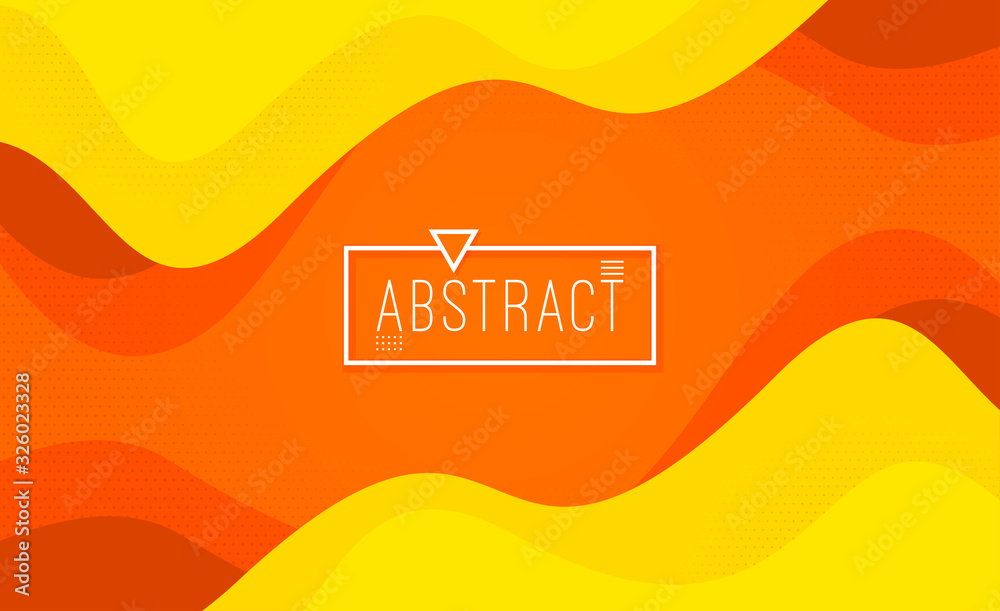 Wall mural abstract dynamic textured orange background. gradient halftone pattern. yellow geometric fluid backg