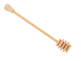 Wooden dipper for honey isolated on a white background