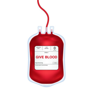 Blood donation vector concept with bood bag, illustration isolated on white background