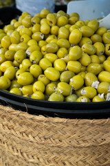 Background of great spanish green olives