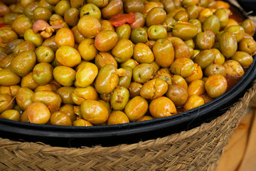 Background of great spanish green olives
