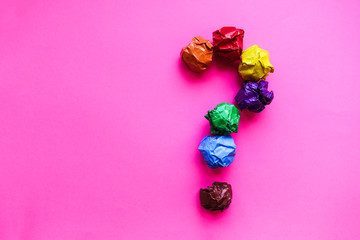 Question mark made with crumpled paper.