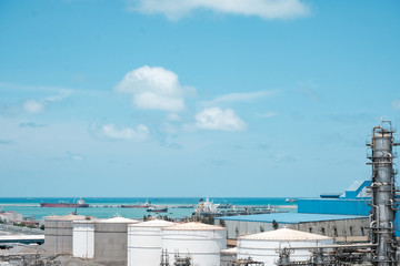 Fototapeta premium View of petrochemical plant or refinery plant in industry