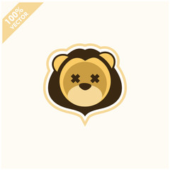 Cute lion face emoticon emoji expression Illustration. Scalable and editable vector.