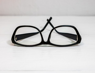 Black glasses isolated on white background with copy space.