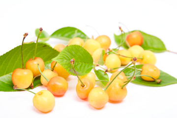 Fresh yellow cherries on the table