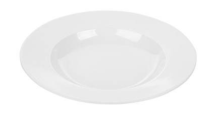 Empty white plate isolated on a white background