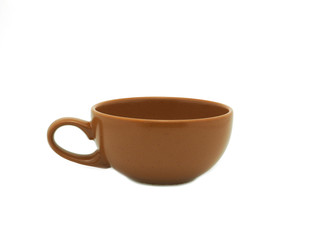  Brow mug isolated on white background for tea and coffee.