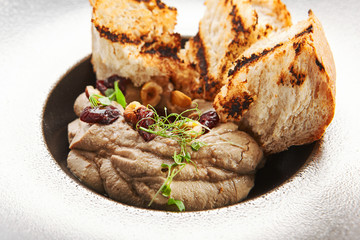 Chicken liver pate with ciabatta and dried cranberries