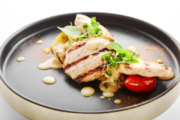 Fish cakes side view