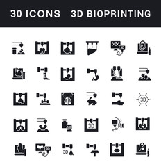 Set of Simple Icons of 3D Bioprinting