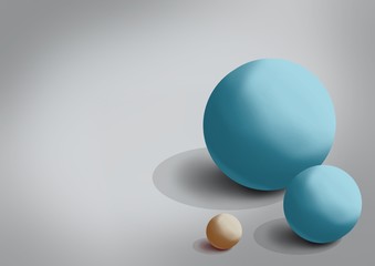 Spheres in different size and colors. Digital template 