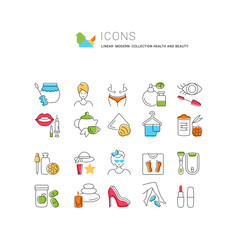 Set Vector Line Icons of Beauty and Health