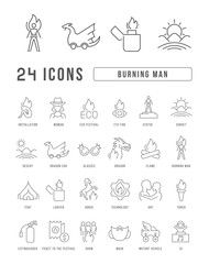 Vector Line Icons of Burning Man