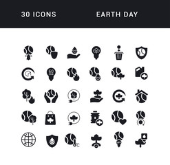 Vector Simple Icons of Earth Day