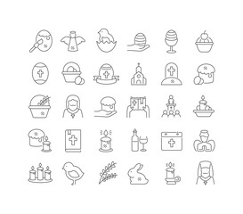 Fototapeta premium Vector Line Icons of Easter
