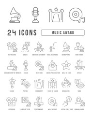 Fototapeta premium Vector Line Icons of Music Award