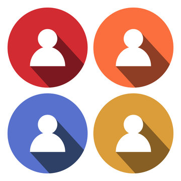 User sign icon. Person symbol. Human avatar. Circle buttons with ...