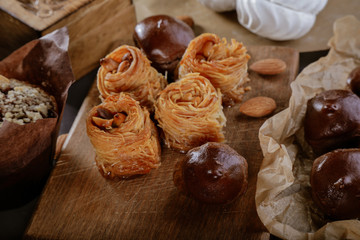 delicious mouth-watering sweets on the table