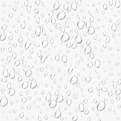 Different realistic transparent water drops. Glass bubble drop condensation surface on isolated background. Vector clean drop splash