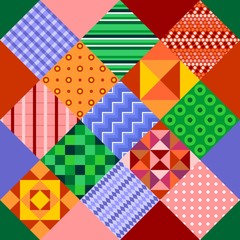 Seamless patchwork with abstract multicolored geometric patterns. Print for fabric and textile. Vector drawing.