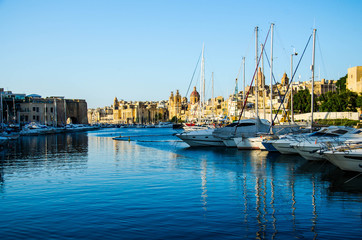 Obraz premium Yacht marina in three cities of Malta 