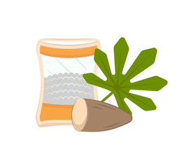 Vector illustration of tapioca. Food additive on a white background.