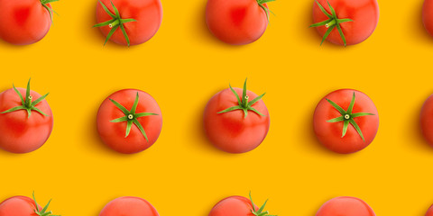 Tomato isolated on white background, flat lay, top view