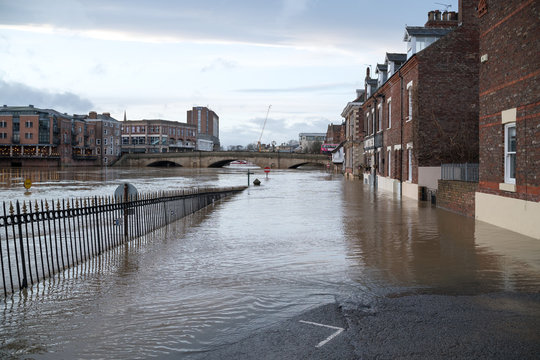 YORK, NORTH YORKSHIRE/UK - FEBRUARY 18 : Flooding in York North Yorkshire on February 18, 2020