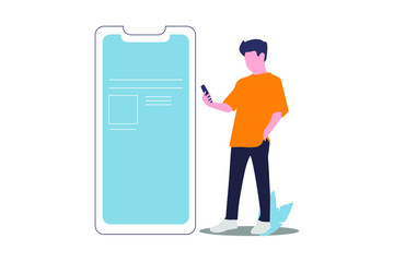 Illustration Vector of People look at phone flat design Perfect for web design,banner,Presentation design eps 10