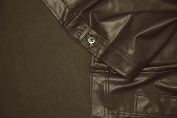 Brown leather jacket and seam pattern