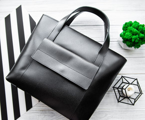 Black leather bag