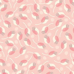 Cute Delicate Spring Tulips Vector Seamless pattern