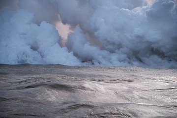 lava entering the sea