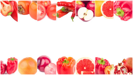 Lines from different red vegetables and fruits, isolated