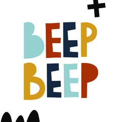  Beep beep lettering words with decorative elements. Phrase for kids design.  © alinasagirova