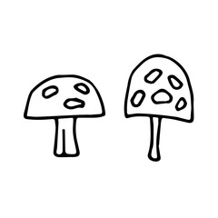 Set of doodle mushrooms. Mushroom hand drawn sketch vector illustration.