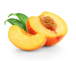 Half of peach with slice