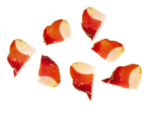 italian speck isolated on white background