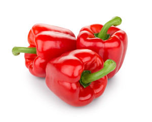 Three red bell pepper