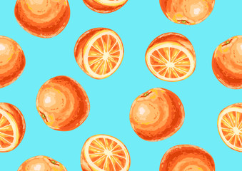Seamless pattern with oranges and slices.